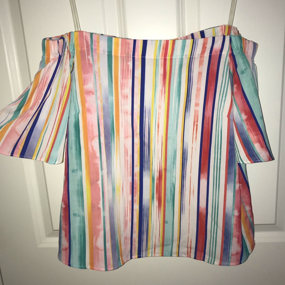 Multicolored off the shoulder top